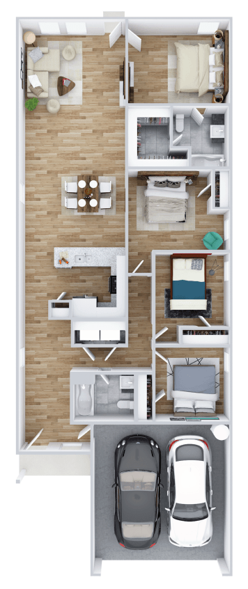 Floor plan for 4 beds, 2 baths, 1653 sqft